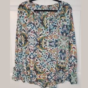 Long Sleeve Paisley Print Top